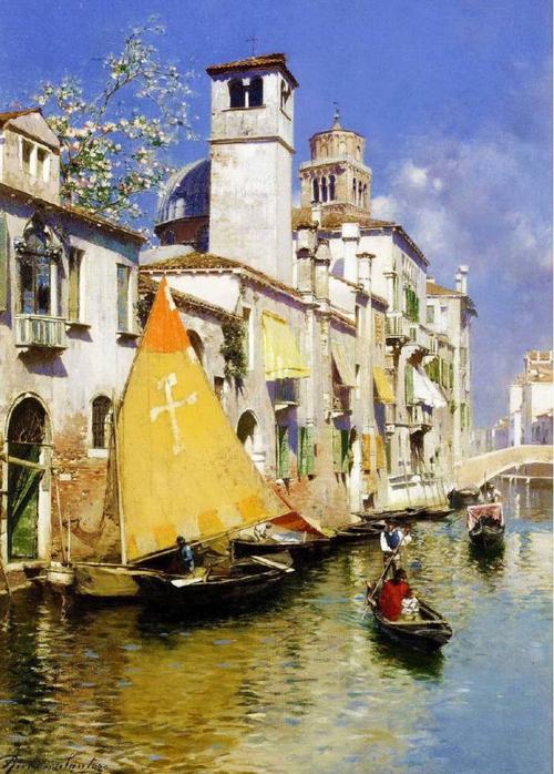莫奈的威尼斯水城油画赏析_著名威尼斯风景油画