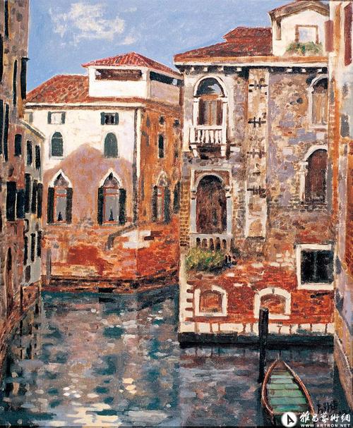 威尼斯彩色房子油画图片_威尼斯风景油画图片大全高清